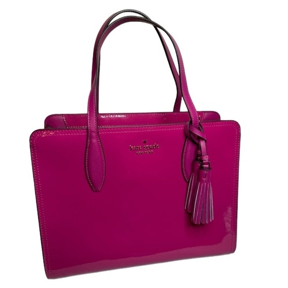 Kate Spade Rowe Top Zip Satchel in Deep Magenta Patent Leather,All Products : American Fashion Style Bags On Sale